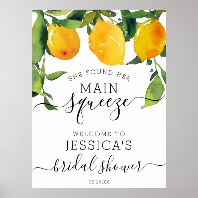 Lemon Citrus Bridal Main Squeeze Welcome Sign (Front)