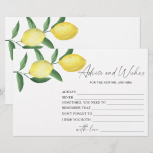 Lemon Citrus - Bridal Shower Advice and Wishes Stationery