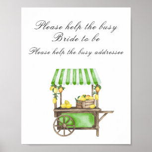 Lemon Citrus bridal shower - help the busy bride Poster