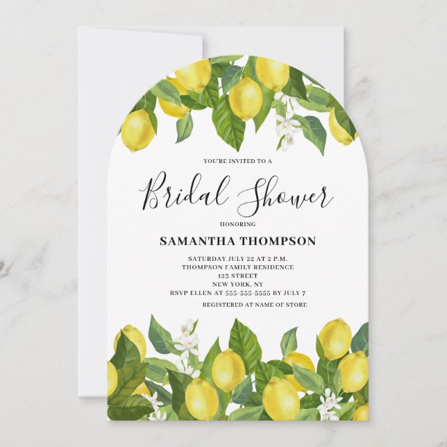 Lemon Citrus Bridal Shower Invitation (Front)