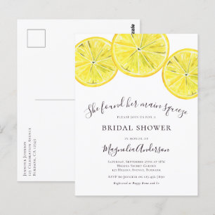 Lemon Citrus Bridal Shower Invitation Postcard