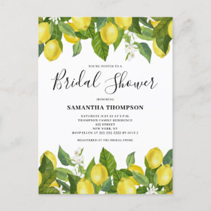 Lemon Citrus Bridal Shower Invitation Postcard