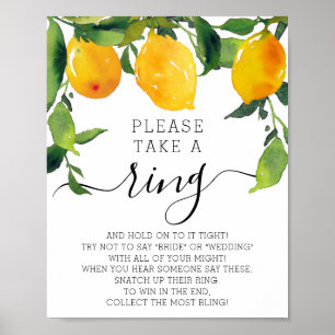 Lemon Citrus Bridal Shower Ring Game Poster