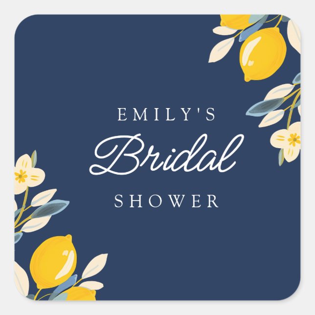 Lemon Citrus Bridal Shower Square Sticker (Front)