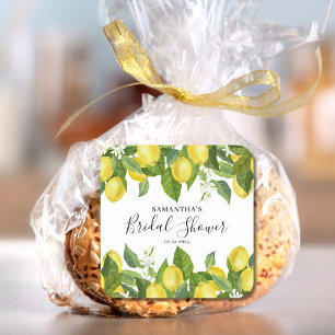 Lemon Citrus Bridal Shower Square Sticker