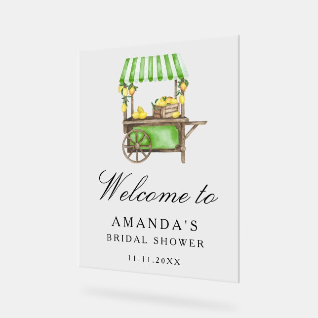 Lemon Citrus - bridal shower welcome sign (Angle)