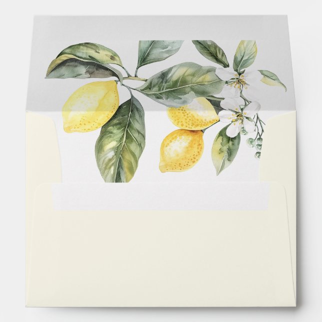 Lemon Citrus Butter Yellow Nature Wedding Envelope (Back (Bottom))