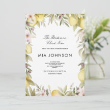 Lemon citrus classic bridal shower invitation