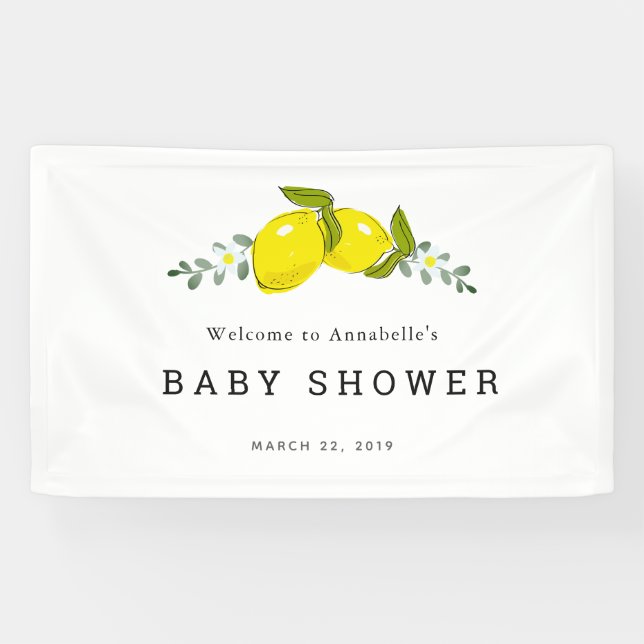 Lemon Citrus Floral Baby Shower Banner (Horizontal)