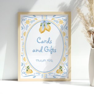 Lemon Citrus Floral Bridal Shower Cards and Gifts Poster