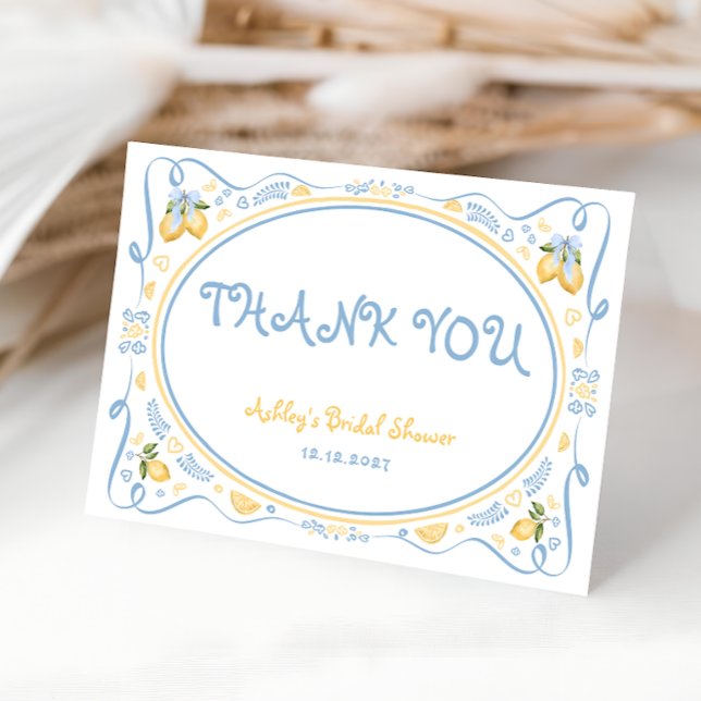 Lemon Citrus Floral Bridal Shower Thank You Card (Creator Uploaded)