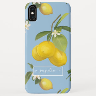 Lemon Citrus Floral Dusty Blue Foliage Greenery Case-Mate iPhone Case