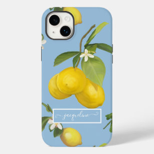 Lemon Citrus Floral Dusty Blue Foliage Greenery Case-Mate iPhone 14 Plus Case