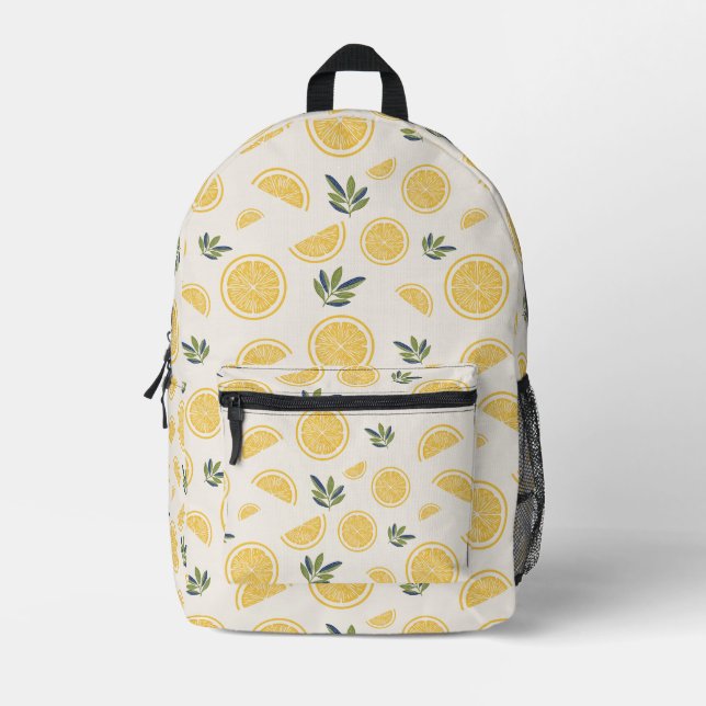 Lemon Citrus Fresh Botanical Design Printed Backpack (Front)
