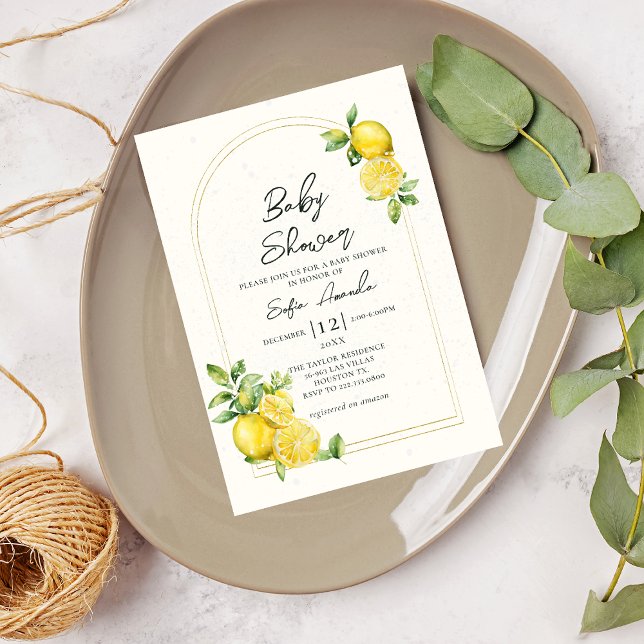 Lemon Citrus Fruit Baby Shower Invitation (Creator Uploaded)