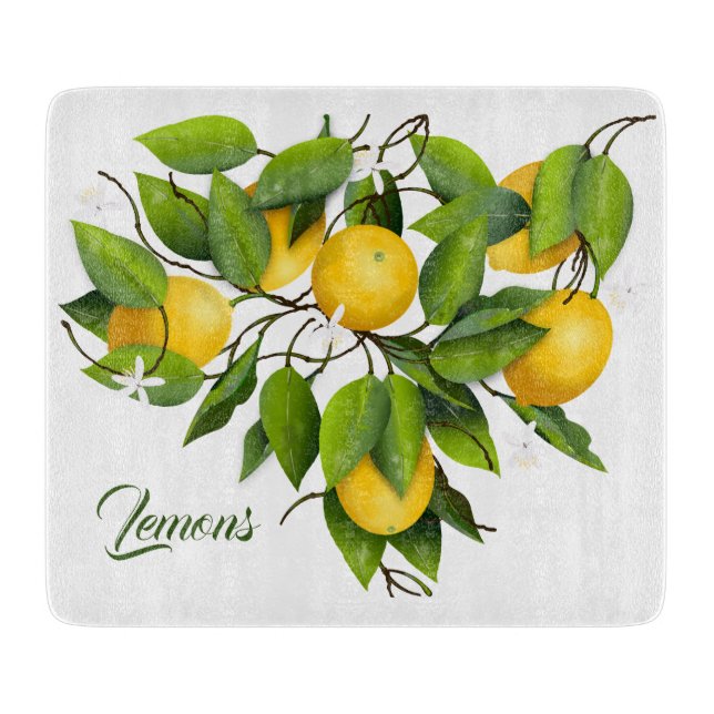 Lemon Citrus Fruit Botanical Cutting Board (Front)