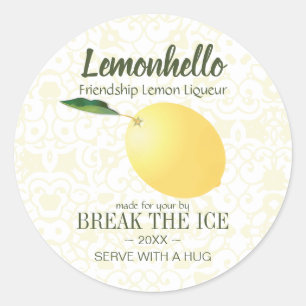 Lemon Citrus Fruit   Friendship Hello Funny Classic Round Sticker