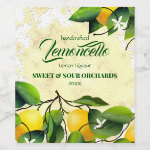 Lemon Citrus Fruit Lemoncello Wine Label