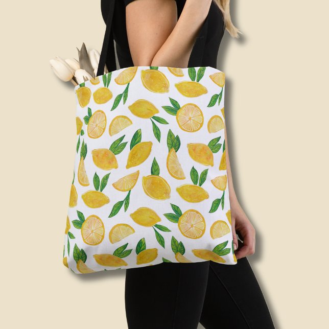 Lemon Citrus Fruit Pattern Tote Bag (Citrus lemon pattern fruit tote bag)