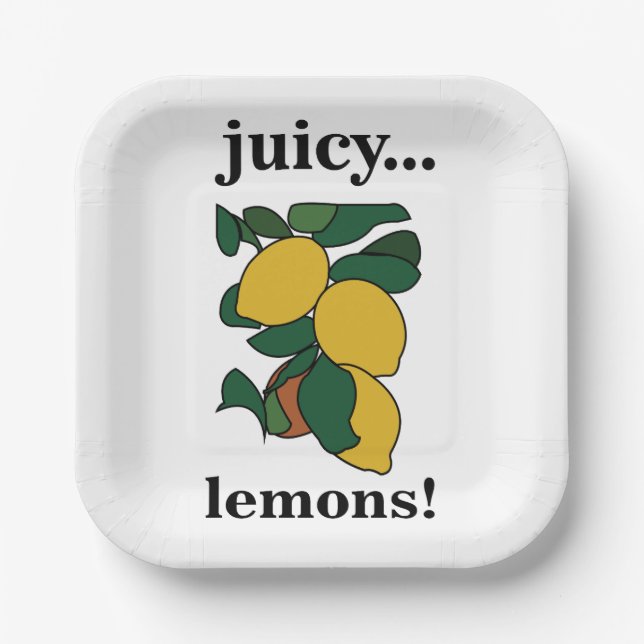 Lemon Citrus Fruit Summer Party Paper Plate (Front)