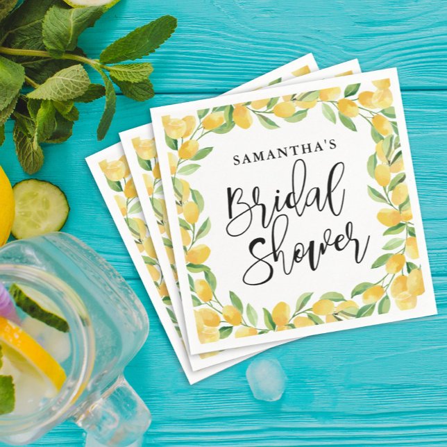 Lemon Citrus Fruit Watercolor Bridal Shower Napkin (Creator Uploaded)