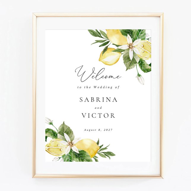 Lemon Citrus Greenery Floral Wedding Welcome Sign (Creator Uploaded)