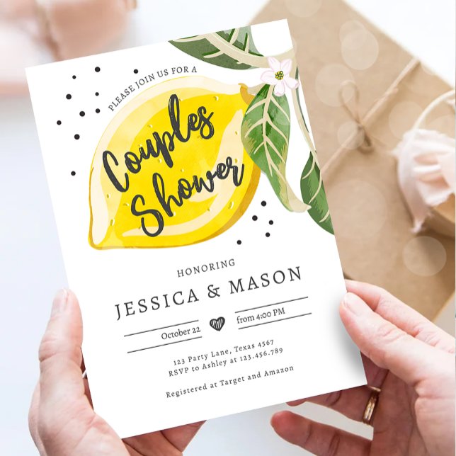 Lemon Citrus Greenery Summer Couples Shower Invitation (Creator Uploaded)