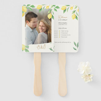 Lemon Citrus Greenery Wedding Ceremony Fan Program