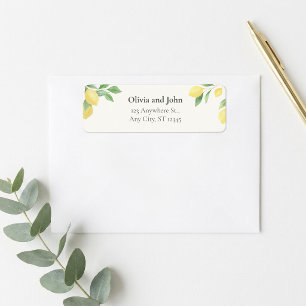Lemon Citrus Greenery Wedding Return Address Label