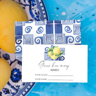 Lemon citrus - guess how many kisses bridal game enclosure card