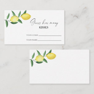 Lemon citrus - guess how many kisses bridal game enclosure card