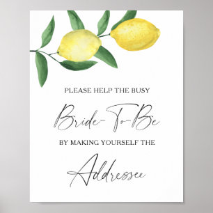 Lemon Citrus - help the busy bride Address Poster