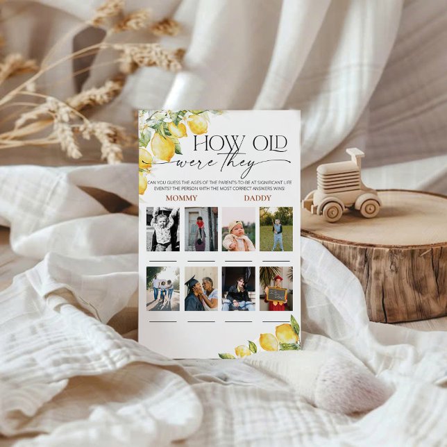 Lemon Citrus How Old Were They Baby Shower Game (Creator Uploaded)