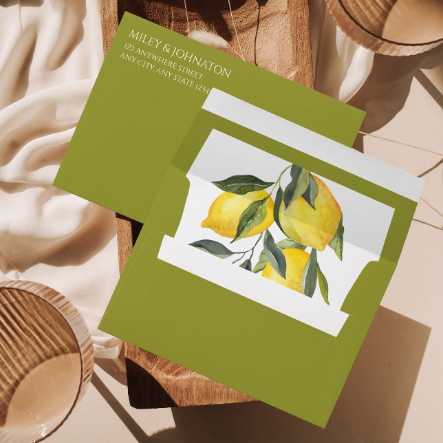 Lemon Citrus Lime Green Yellow Modern Envelope (Creator Uploaded)