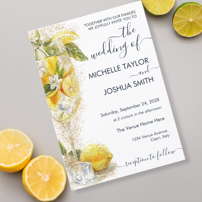 Lemon Citrus Limoncello Italy Destination Wedding Invitation (Creator Uploaded)