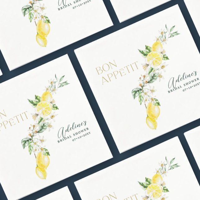Lemon Citrus Main Squeeze Bridal Shower Napkin (Creator Uploaded)
