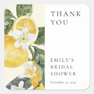 Lemon Citrus Main Squeeze Bridal Shower Square Sticker