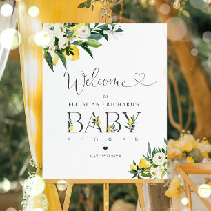 Lemon Citrus Mediterranean Baby Shower Welcome Poster