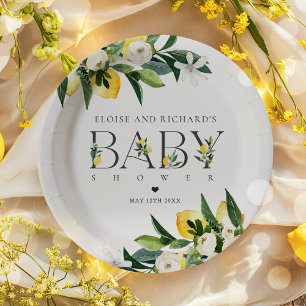Lemon Citrus Mediterranean Botanical Baby Shower Paper Plate