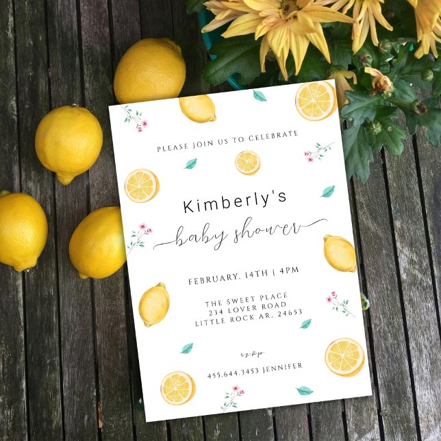 Lemon Citrus Mediterranean Summer Baby Shower  Invitation (Lemon Citrus Mediterranean Summer Baby Shower Invitation)