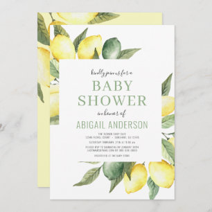 Lemon Citrus Modern Watercolor Baby Shower   Invitation