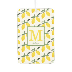 Lemon Citrus Monogram Name Car Air Freshener