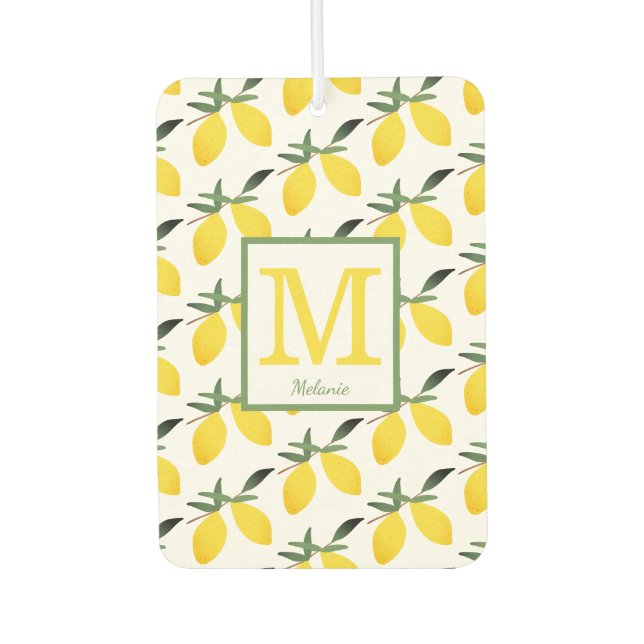 Lemon Citrus Monogram Name Car Air Freshener (Front)