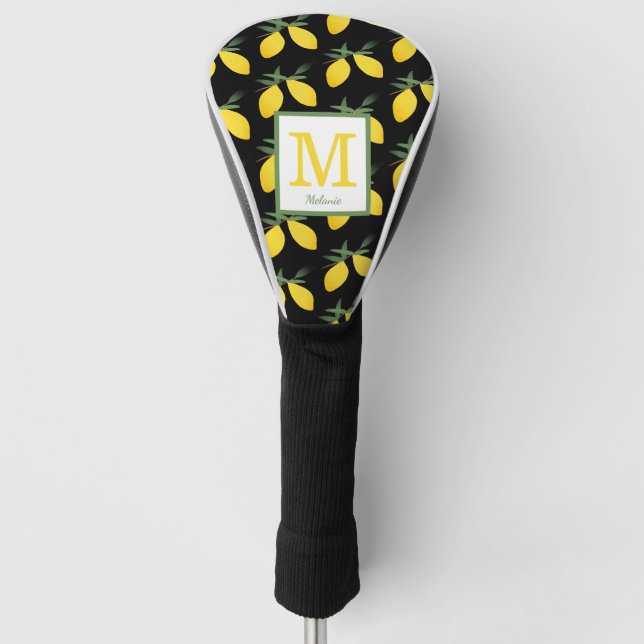 Lemon Citrus Monogram Name Golf Head Cover (Front)