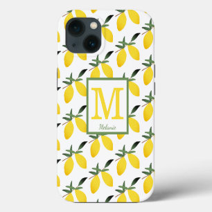  Lemon Citrus Monogram Name  iPhone 13 Case