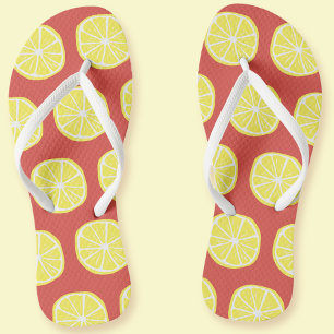 Lemon Citrus Pattern Colourful Yellow Summer Fun  Thongs