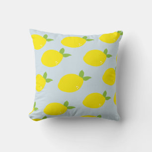 Lemon Citrus Pattern Sky Blue Pillow