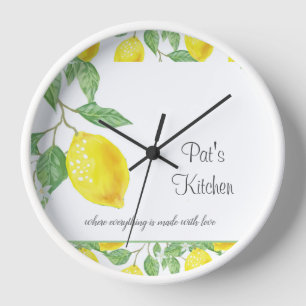 Lemon Citrus Personalised Kitchen Wall Clock