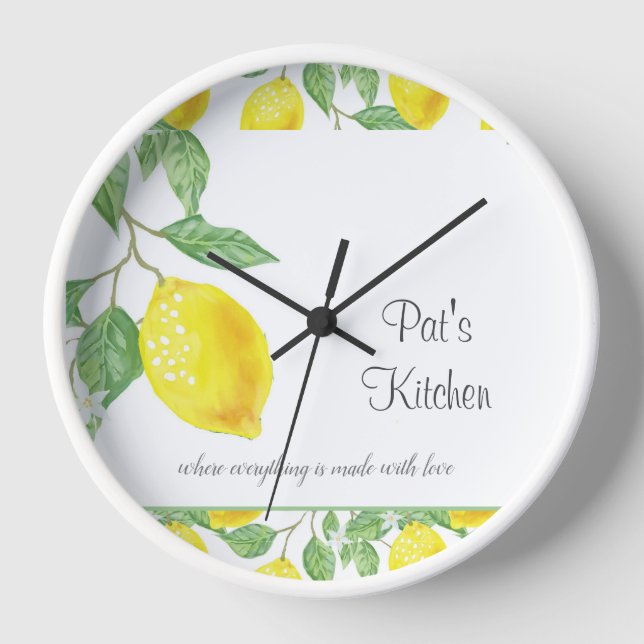 Lemon Citrus Personalised Kitchen Wall Clock (Front)
