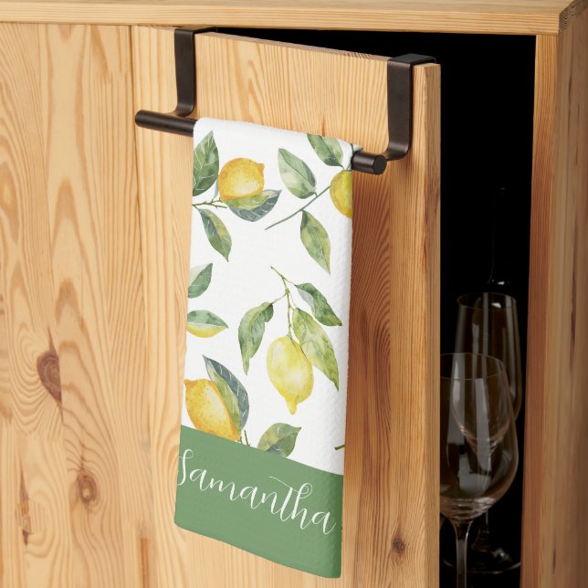 Lemon Citrus Personalised  Tea Towel (Thirds Fold)